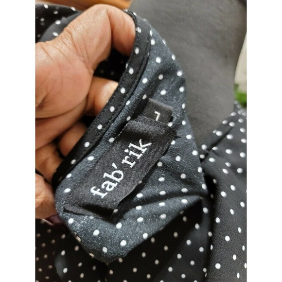 Fab'rik Women's Black 100% Polyester Long Sleeve V-Neck Blouse Size Large - Picture 8 of 15
